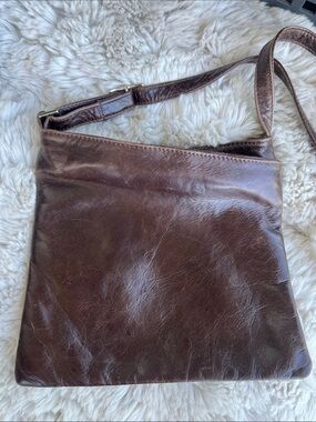 Vera Pelle Jenny Vintage Dark Brown Leather Crossbody Bag